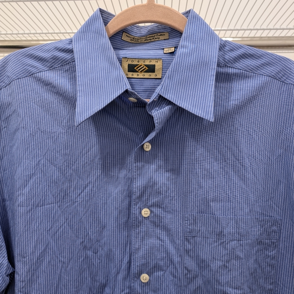 Joseph Abboud Blue Striped Button Down Shirt 16, 34-35